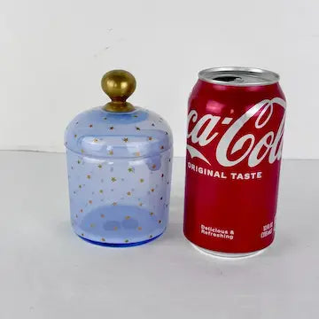 Vintage Blue Apothecary Jar with Stars Marked John Wanamaker