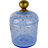 Vintage Blue Apothecary Jar with Stars Marked John Wanamaker