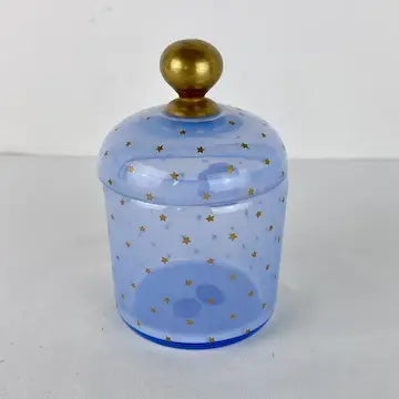 Vintage Blue Apothecary Jar with Stars Marked John Wanamaker