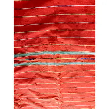 Vintage Bolivian Red Wool Fringed Poncho