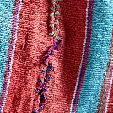 Vintage Bolivian Red Wool Fringed Poncho