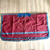 Vintage Bolivian Red Wool Fringed Poncho