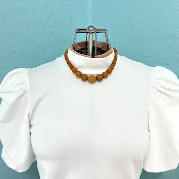 Vintage Butterscotch Amber Ribbed Bead Necklace