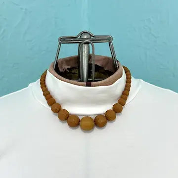 Vintage Butterscotch Amber Ribbed Bead Necklace