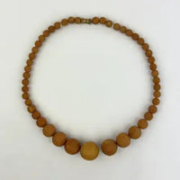 Vintage Butterscotch Amber Ribbed Bead Necklace