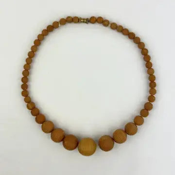 Vintage Butterscotch Amber Ribbed Bead Necklace