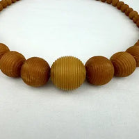 Vintage Butterscotch Amber Ribbed Bead Necklace