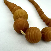 Vintage Butterscotch Amber Ribbed Bead Necklace