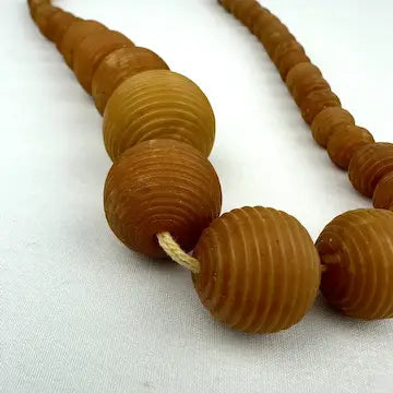Vintage Butterscotch Amber Ribbed Bead Necklace