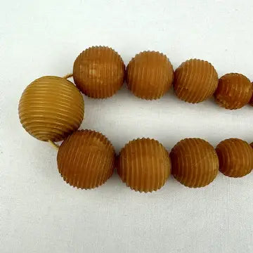 Vintage Butterscotch Amber Ribbed Bead Necklace