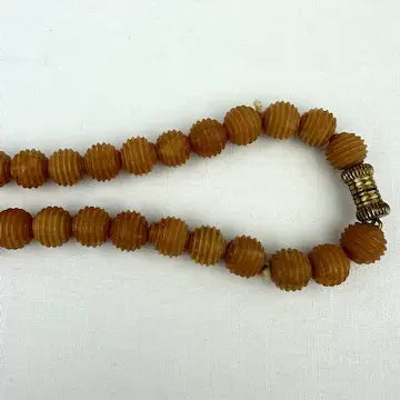 Vintage Butterscotch Amber Ribbed Bead Necklace
