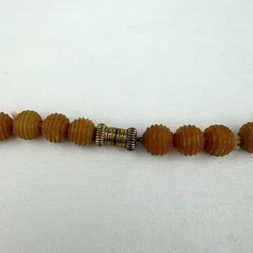 Vintage Butterscotch Amber Ribbed Bead Necklace