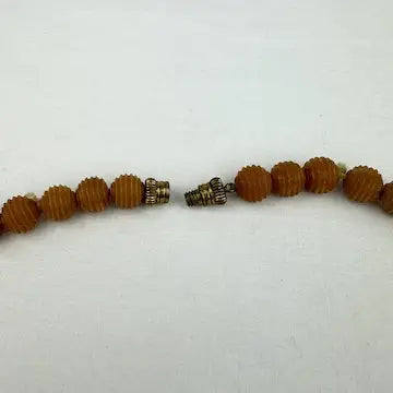 Vintage Butterscotch Amber Ribbed Bead Necklace