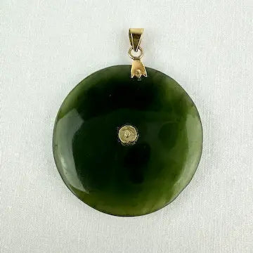 Vintage Chinese 14k Gold and Jade Pendant