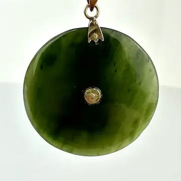 Vintage Chinese 14k Gold and Jade Pendant