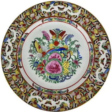 Vintage Chinese Export 1000 Butterlies with Roses Plate