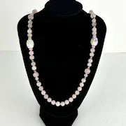 Vintage Chinese Export Rose Quartz Beaded Necklace
