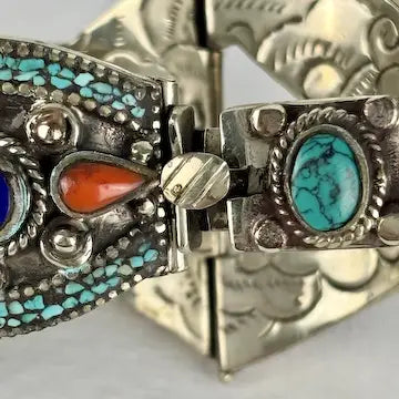 Vintage Chinese Tibetan Silver Cuff Bracelet
