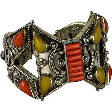Vintage Chinese Tibetan Silver Cuff Bracelet