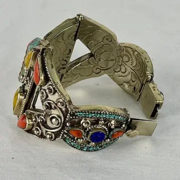 Vintage Chinese Tibetan Silver Cuff Bracelet