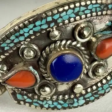 Vintage Chinese Tibetan Silver Cuff Bracelet