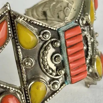 Vintage Chinese Tibetan Silver Cuff Bracelet