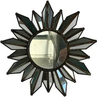Vintage Crimped Brass Sunburst Mirror