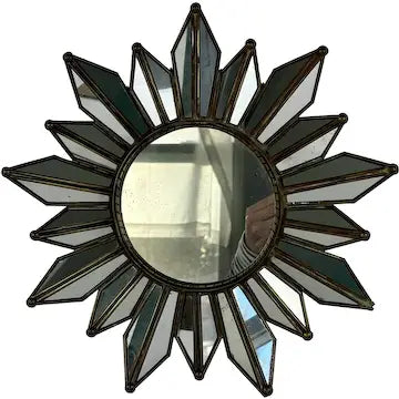 Vintage Crimped Brass Sunburst Mirror