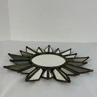 Vintage Crimped Brass Sunburst Mirror