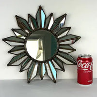 Vintage Crimped Brass Sunburst Mirror