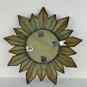 Vintage Crimped Brass Sunburst Mirror