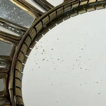 Vintage Crimped Brass Sunburst Mirror