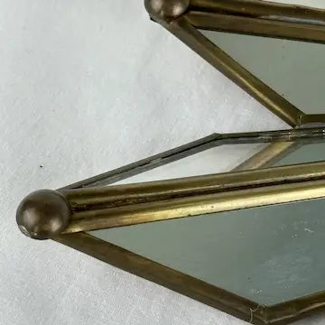 Vintage Crimped Brass Sunburst Mirror