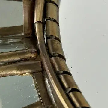 Vintage Crimped Brass Sunburst Mirror