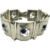 Vintage Didae Sterling and Lapis Link Bracelet 8” Length