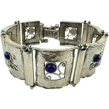 Vintage Didae Sterling and Lapis Link Bracelet 8” Length