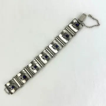 Vintage Didae Sterling and Lapis Link Bracelet 8” Length