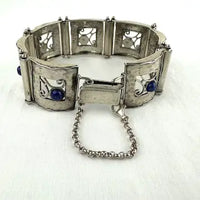 Vintage Didae Sterling and Lapis Link Bracelet 8” Length