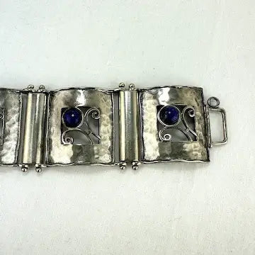 Vintage Didae Sterling and Lapis Link Bracelet 8” Length