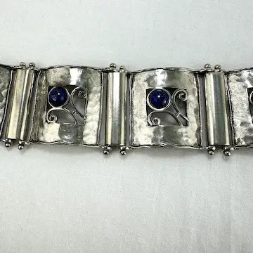 Vintage Didae Sterling and Lapis Link Bracelet 8” Length