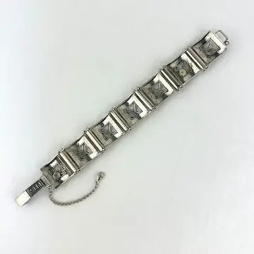 Vintage Didae Sterling and Lapis Link Bracelet 8” Length