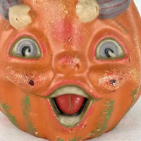 Vintage Folk Art Halloween Witch Choir Boy Pumpkin Candle
