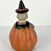 Vintage Folk Art Halloween Witch Choir Boy Pumpkin Candle