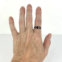 Vintage Garnet and Sterling Silver Ring Size 7.5