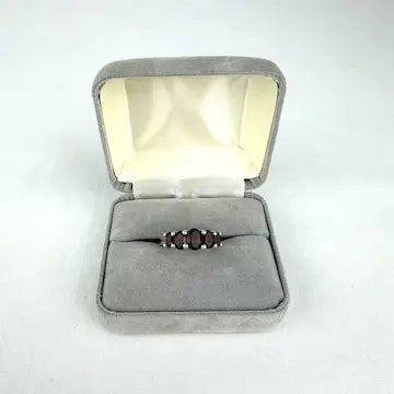 Vintage Garnet and Sterling Silver Ring Size 7.5