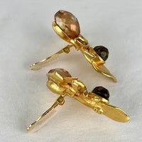 Vintage Gem Craft Gold Tone and Glass Stone Floral Earrings