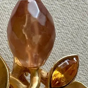Vintage Gem Craft Gold Tone and Glass Stone Floral Earrings
