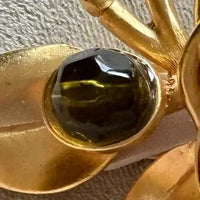 Vintage Gem Craft Gold Tone and Glass Stone Floral Earrings