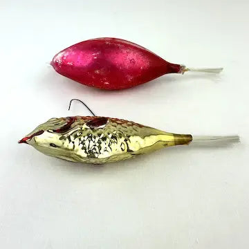 Vintage German Fish and Swan Ornaments with Spun Tails