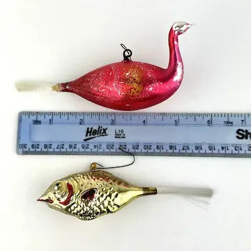 Vintage German Fish and Swan Ornaments with Spun Tails
